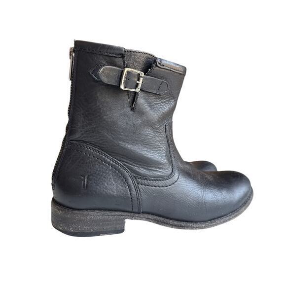 FRYE Pippa Black Leather Buckle Moto Short Boots Women’s Size 6 - Picture 2 of 9